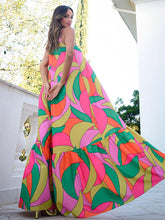 Bohemia Loose Sleeveless Printing V-Neck Maxi Dresses